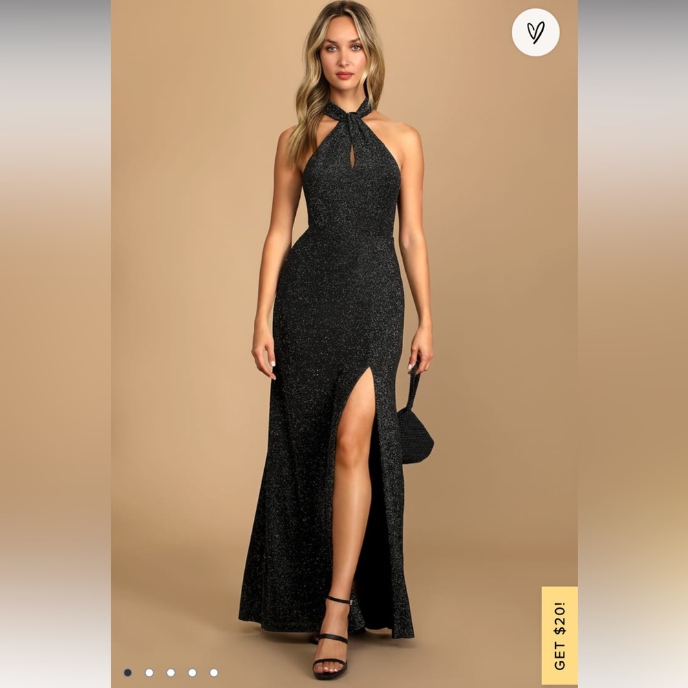 Devoted to Dazzling Black Sparkly Halter Mermaid Maxi Dress